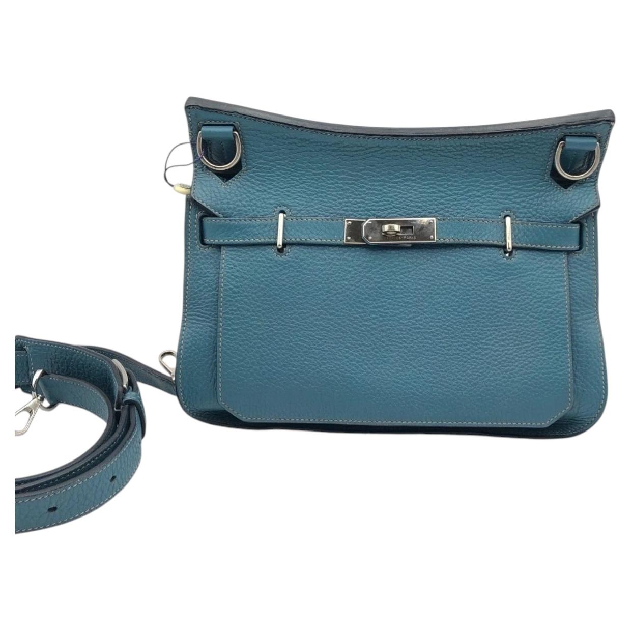 Borsa a tracolla Hermes Jypsiere 28 in pelle Togo blu jeans, timbro PHW N 2010