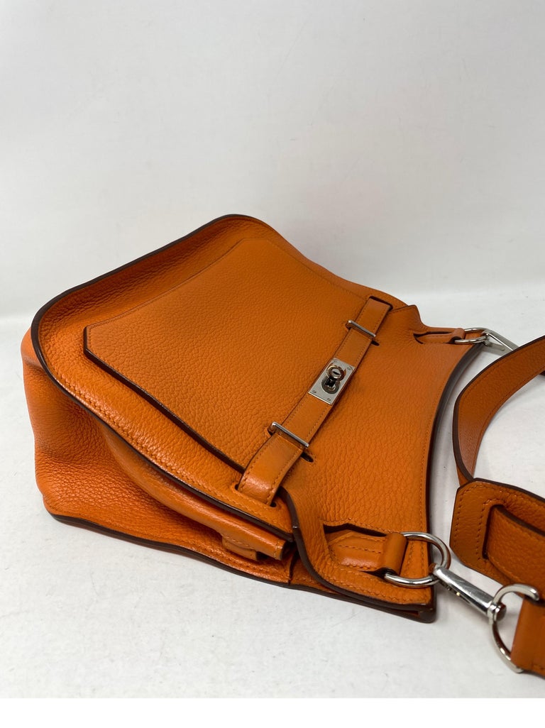 Hermes Clemence Leather Jypsiere Messenger Bag 34 Orange
