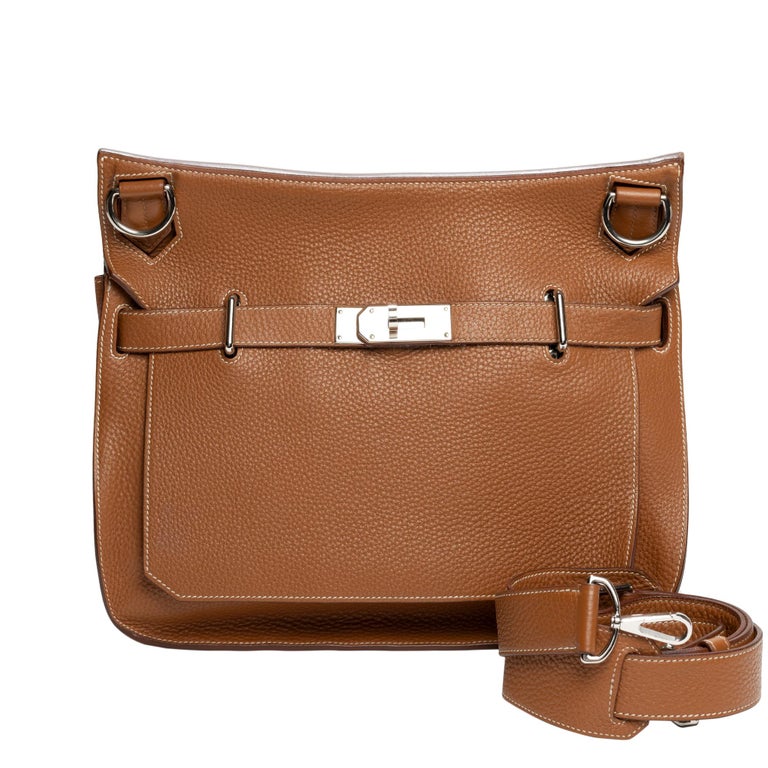 Hermès Jypsière crossbody bag in gold grained leather and PHW at 1stDibs