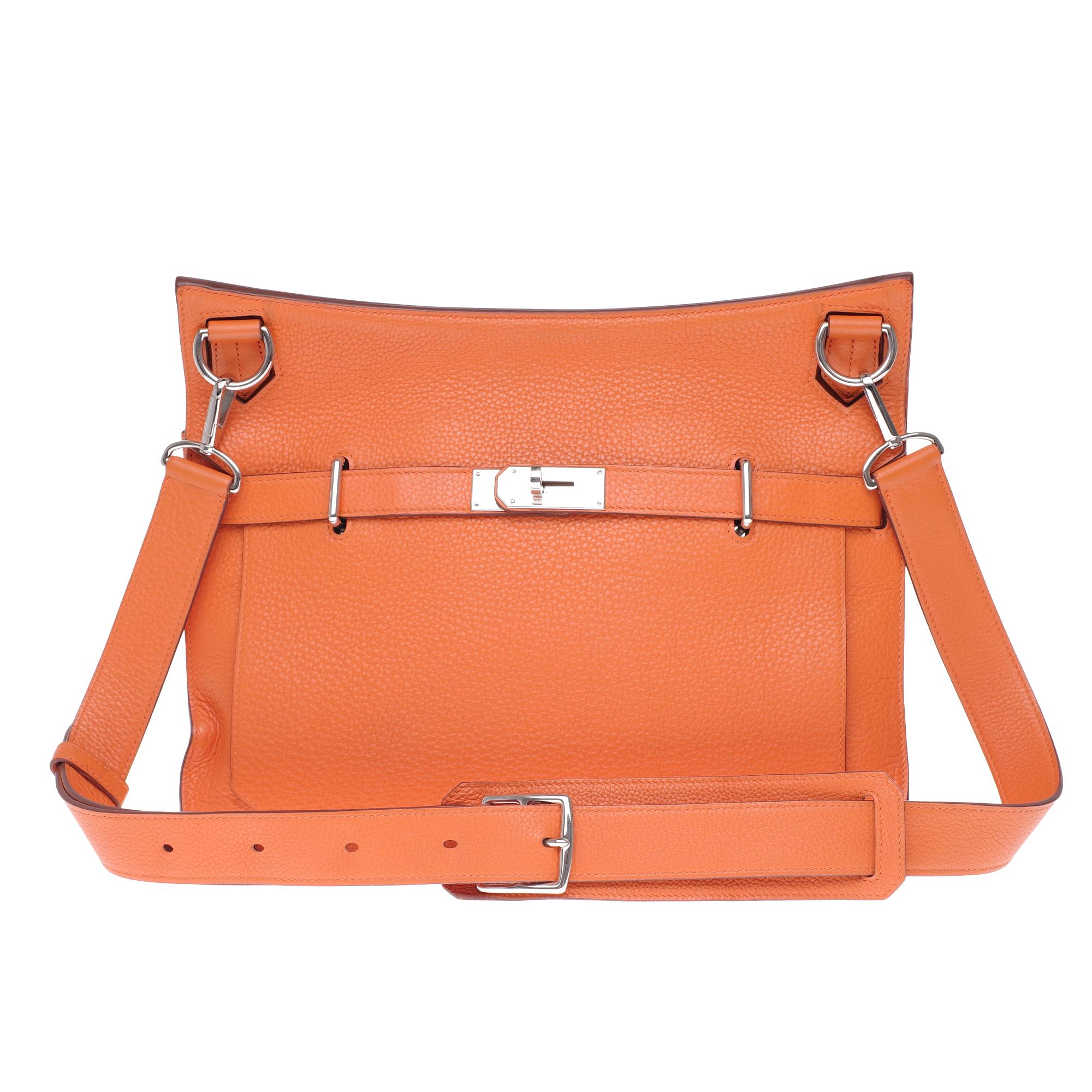 Hermès Jypsière crossbody bag in orange togo leather with Palladium hardware 2