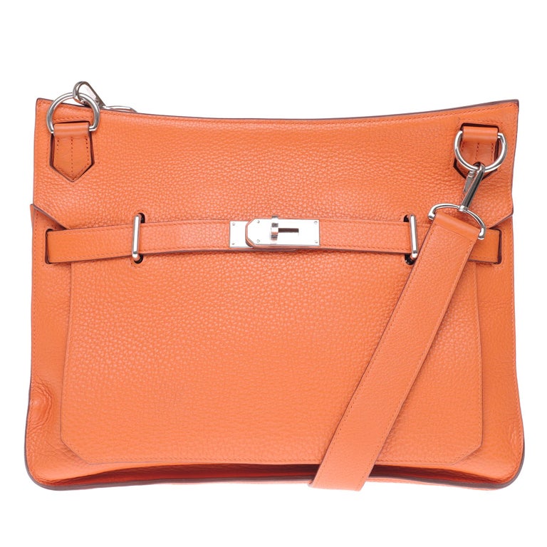Hermès Jypsière crossbody bag in orange togo leather with Palladium ...