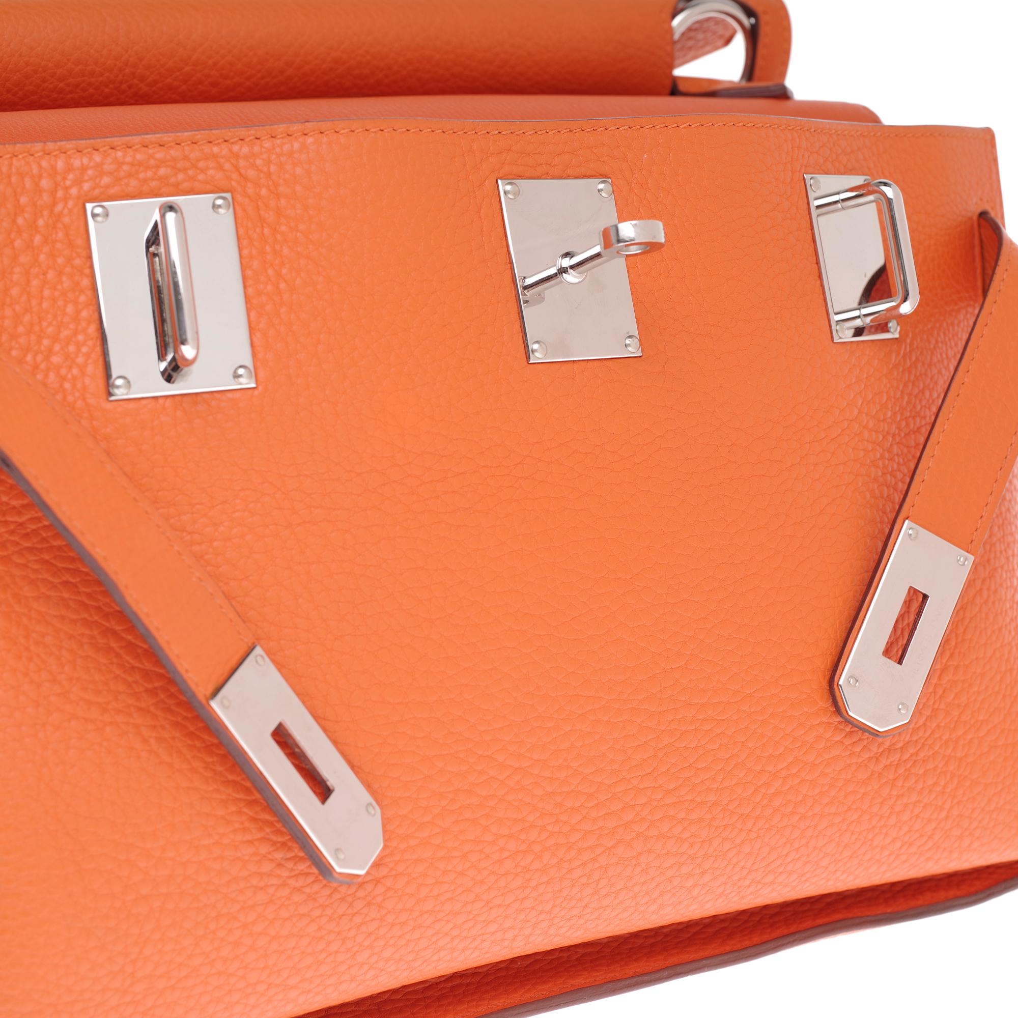 Orange Hermès Jypsière crossbody bag in orange togo leather with Palladium hardware