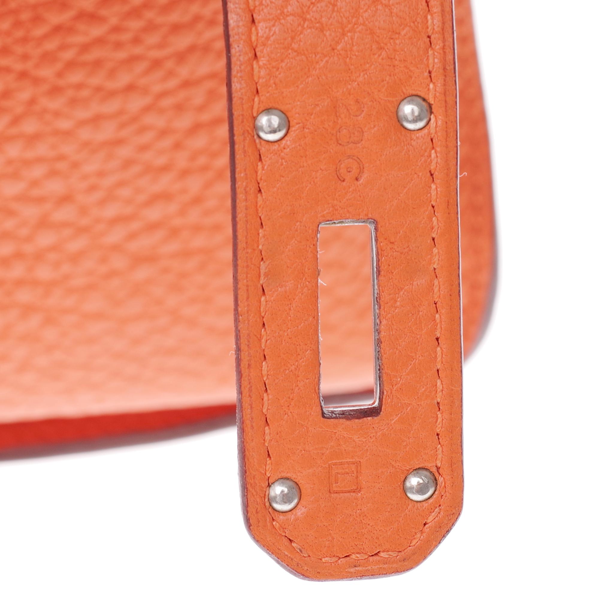 Women's or Men's Hermès Jypsière crossbody bag in orange togo leather with Palladium hardware