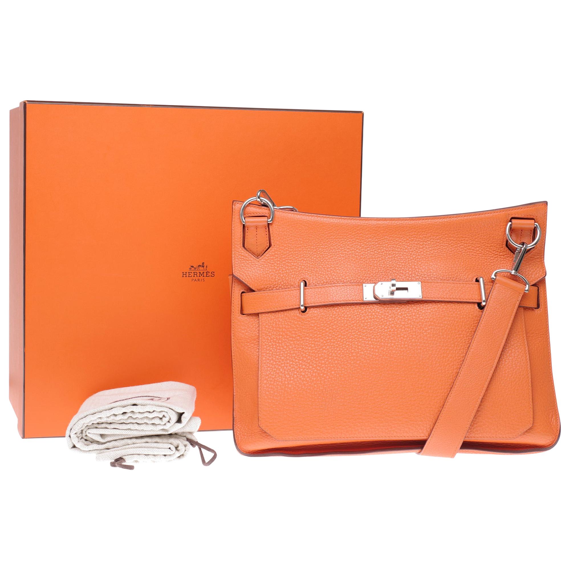 Hermès Jypsière crossbody bag in orange togo leather with Palladium hardware