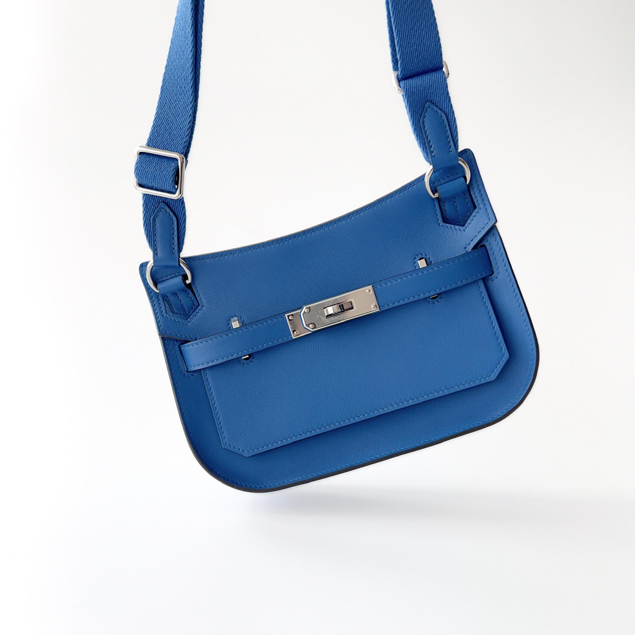 Hermes Jypsiere Mini Bag In Blue With Palladium Hardware In New Condition In London, GB