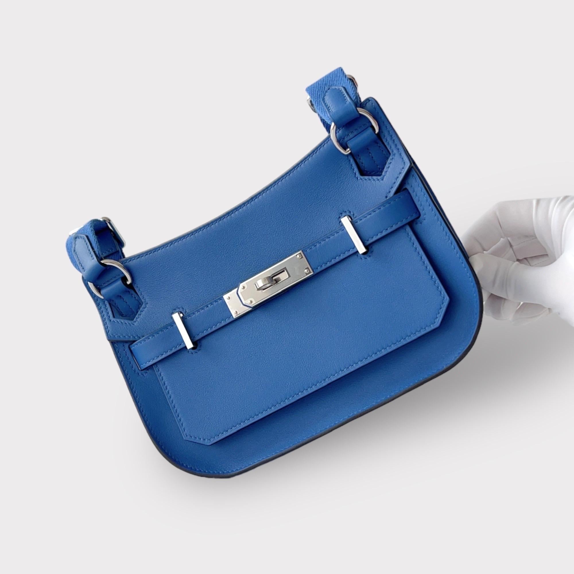 Hermes Jypsiere Mini Bag In Blue With Palladium Hardware 1