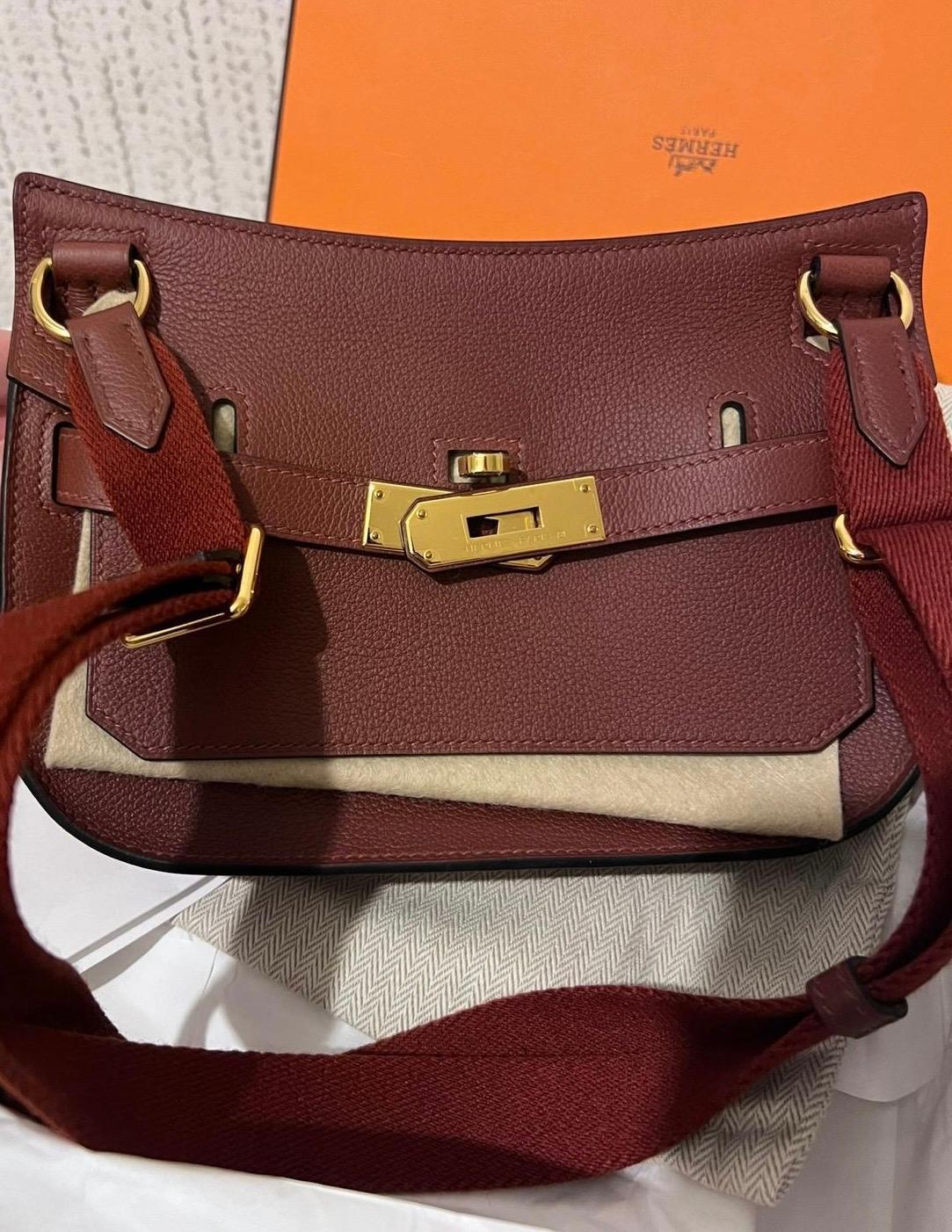 Bolso Hermès Jypsiere Mini Rouge H Herraje dorado Marrón en venta