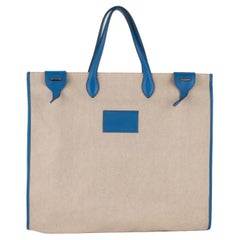 Sac cabas Hermès Kaba en toile et cuir bleu