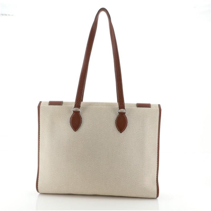 Beige Hermes Kaba Tote Toile with Leather 40