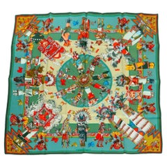 Hermès "Kachina" Green Silk Scarf Oliver