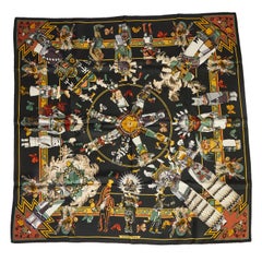 Pañuelo de seda negro Hermès Kachinas by Oliver