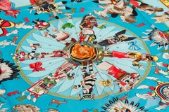 Hermès Kachinas Turquoise Silk Scarf Mint Condition