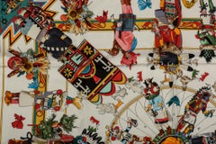 Hermes Kachinas White Silk Scarf by Kermit Oliver