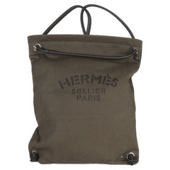 Hermès Kaki Ebene Herringbone Canvas Swift Maline Bag