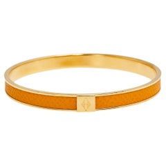 Hermes Kawaii 07 Orange Leather Gold Plated Bracelet S