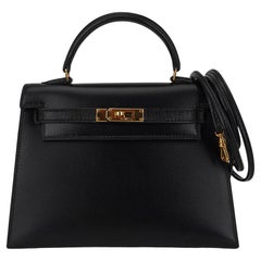 Hermes Kelly 15 Micro Bag Sellier Black Box Leather Gold Hardware