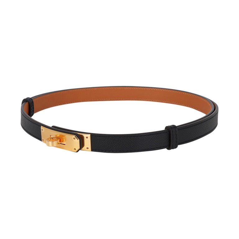 Hermès Kelly Women's Belt Noir 89 Epsom Leather Gold Hardware