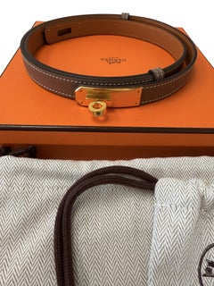 Hermes Kelly 18 Etoupe Epsom Calfskin Leather with Kelly Buckle Belt Gold Plated