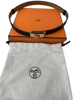 Hermes Kelly 18 Noir Epsom Calfskin Leather with Kelly Buckle Belt Rose Gold