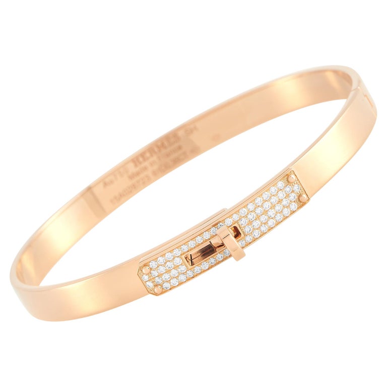 Hermès Kelly 18K Rose Gold 0.33 Ct Diamond Bangle Bracelet For Sale at ...