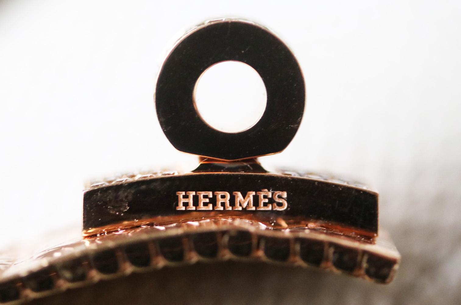 Women's or Men's Hermès Kelly 18k Rose Gold and Diamond Milanese Mesh Bracelet  For Sale