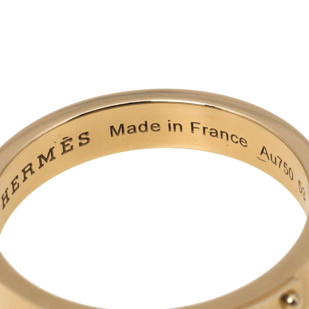 Hermes Kelly 18K Rose Gold Narrow Ring Size 53 1
