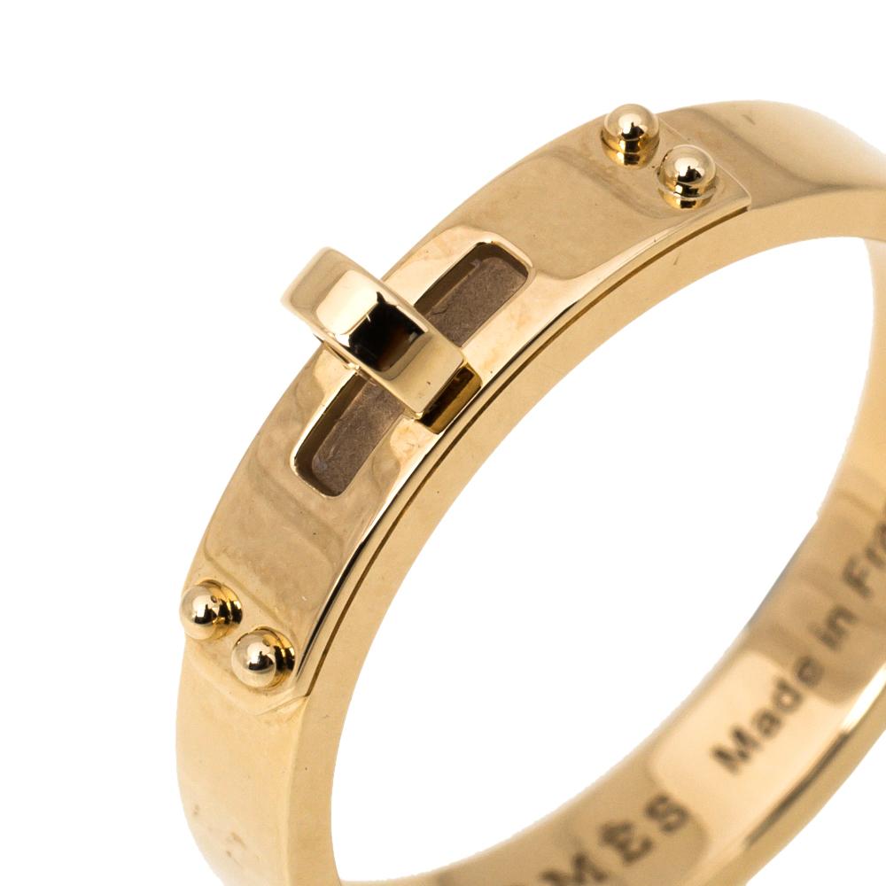 Hermes Kelly 18K Rose Gold Narrow Ring Size 53 2