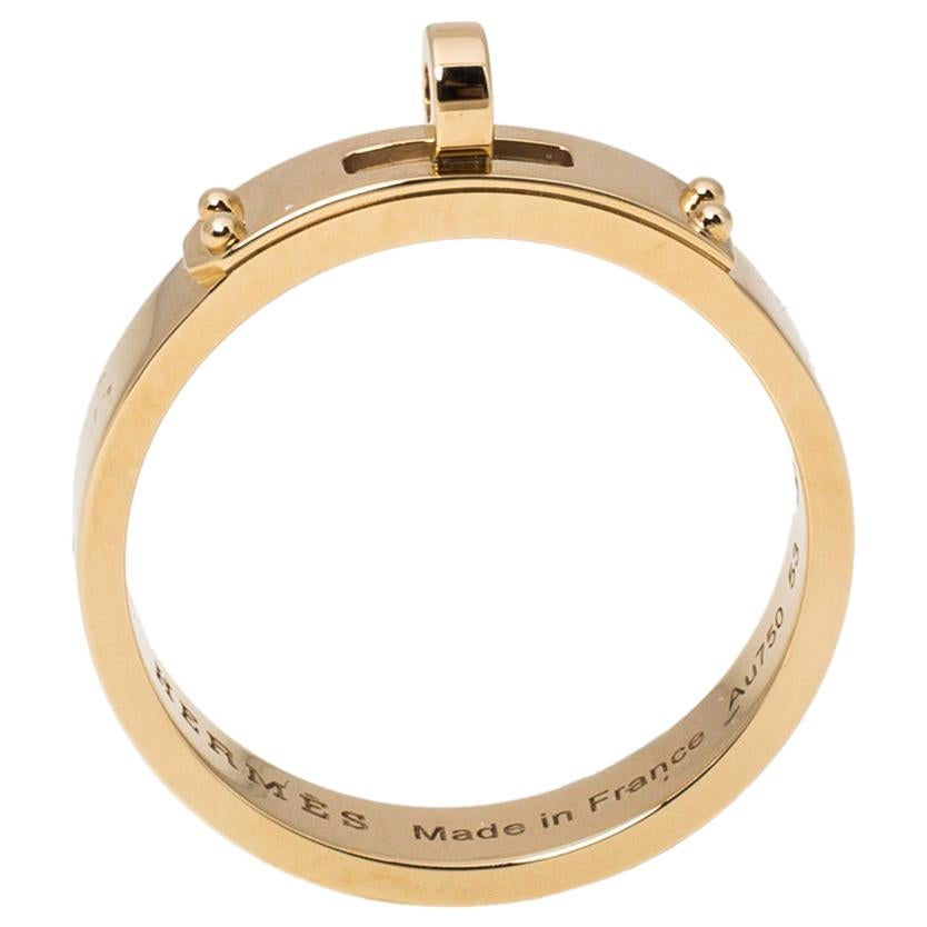 Hermes Kelly 18K Rose Gold Narrow Ring Size 53