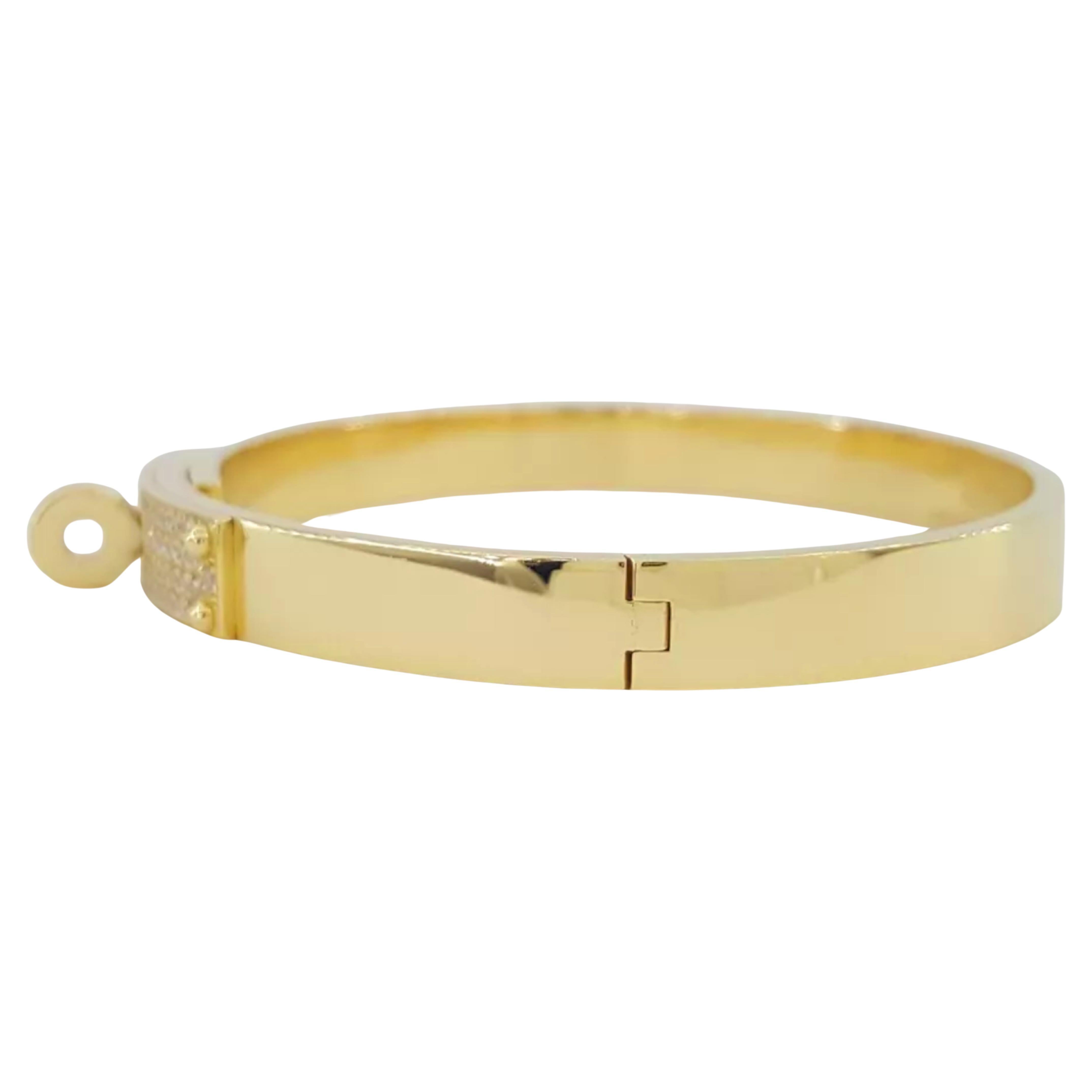 Contemporary Hermès Kelly 18K Yellow Gold Pave Diamonds Bracelet For Sale