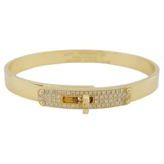 Hermès Kelly 18K Yellow Gold Pave Diamonds Bracelet