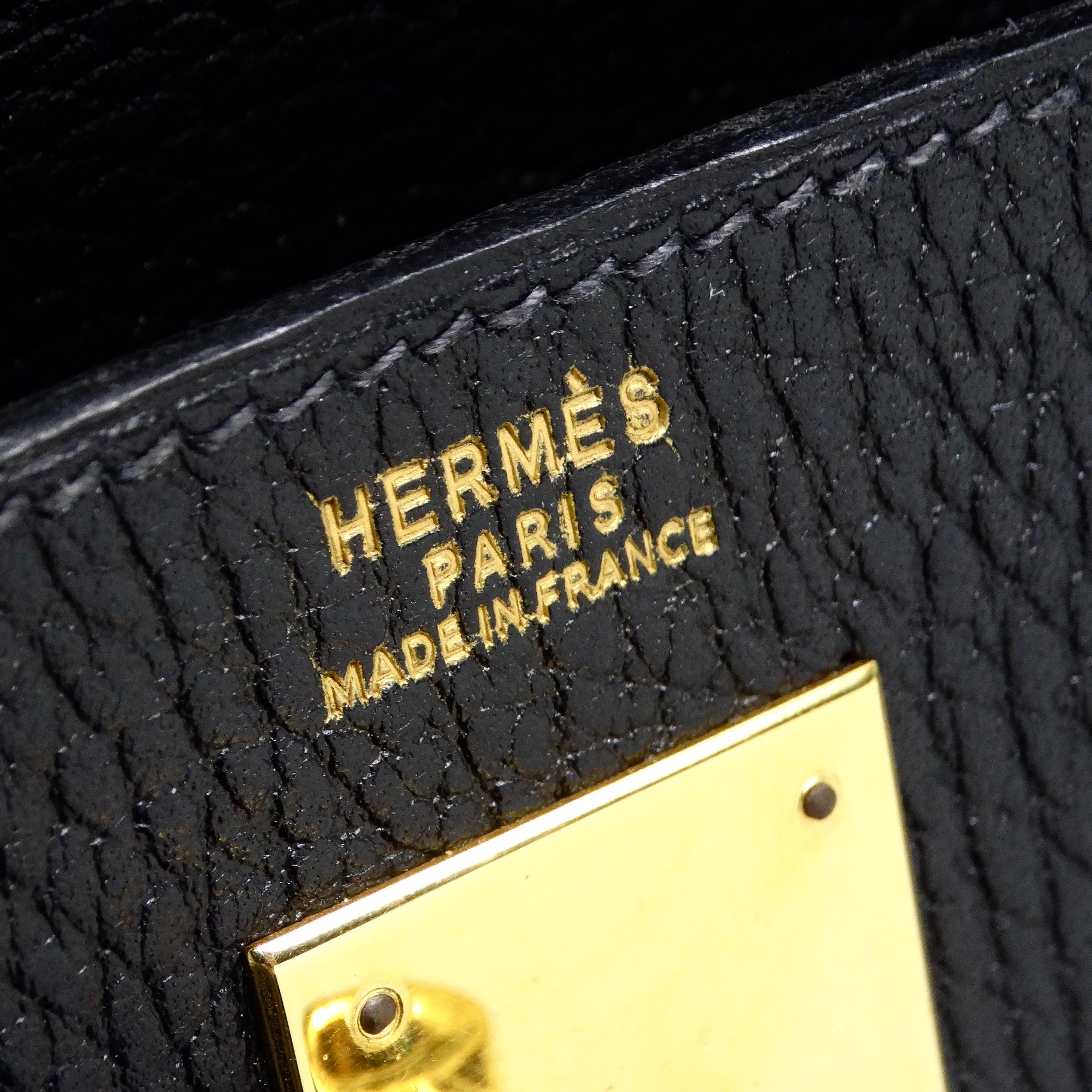 Hermes Kelly 1993 Black Ardennes Leather 32 Cm For Sale 7