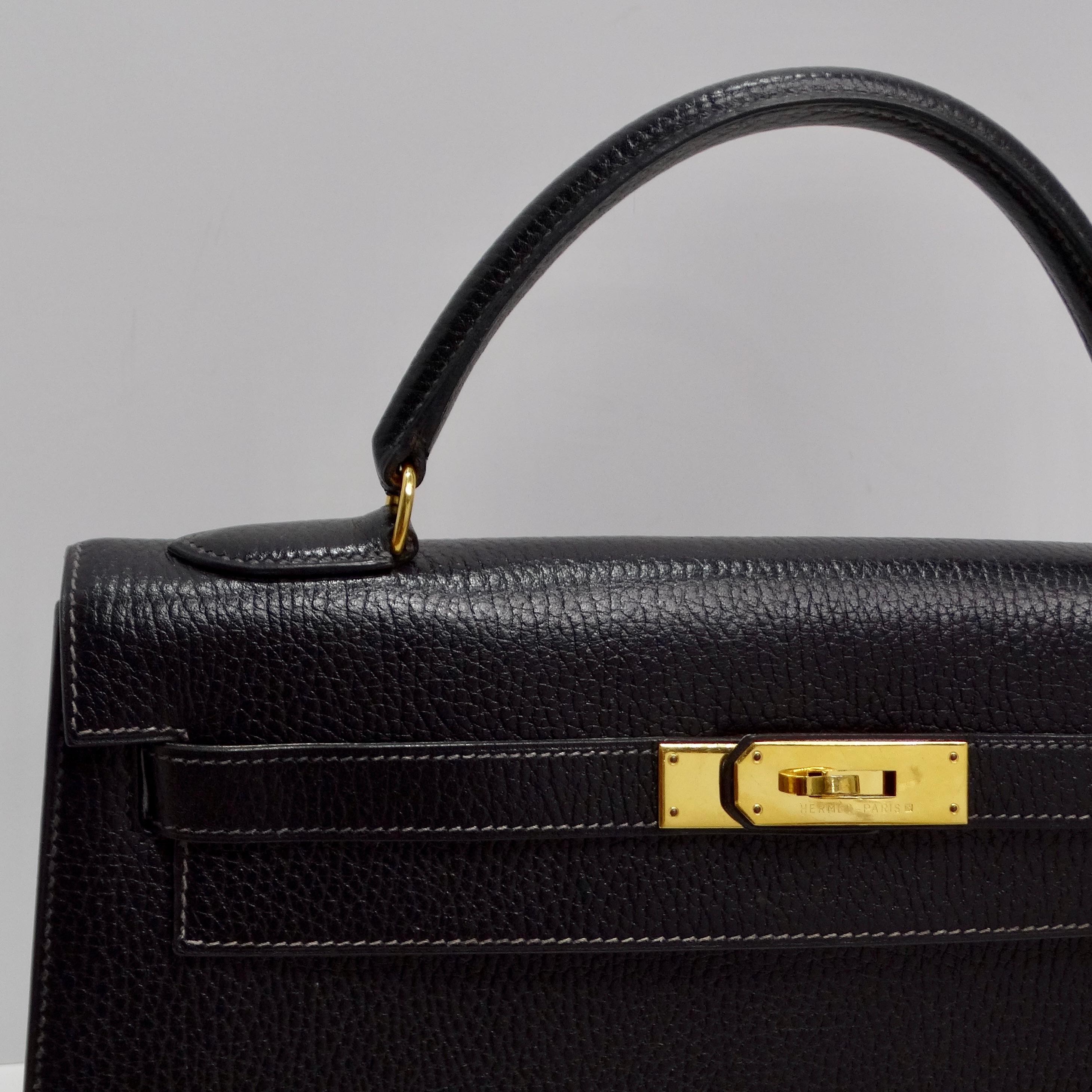 Hermes Kelly 1993 Black Ardennes Leather 32 Cm In Good Condition For Sale In Scottsdale, AZ