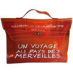 Hermès Kelly 1998 Souvenir D'exposition Clear 230222 Orange Vinyl Messenger Bag
