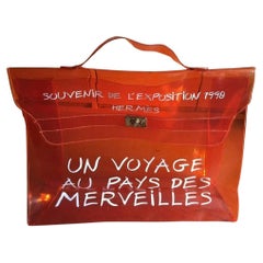 Vintage Hermès Kelly 1998 Souvenir D'exposition Clear 230222 Orange Vinyl Messenger Bag