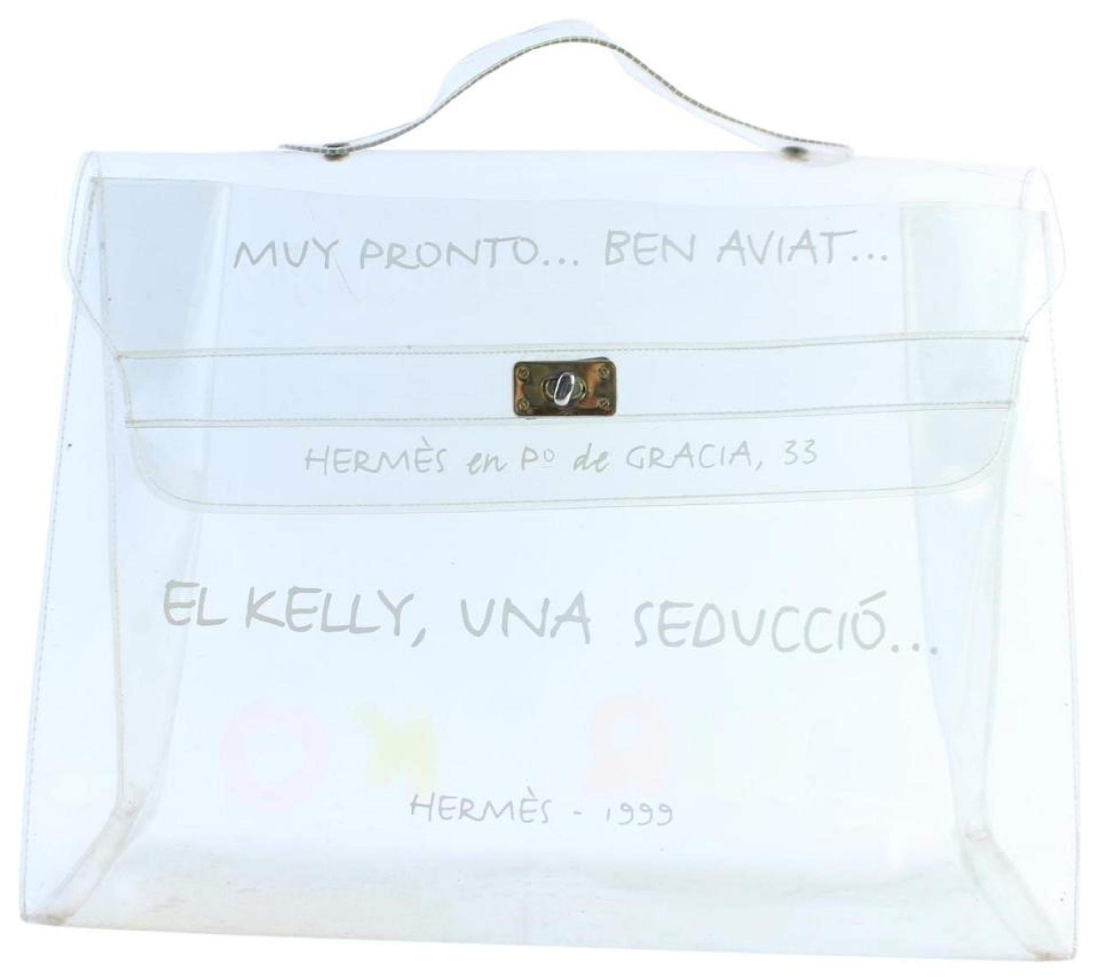 Hermès Kelly 1999 Seduccio 228663 Clear Vinyl Tote For Sale
