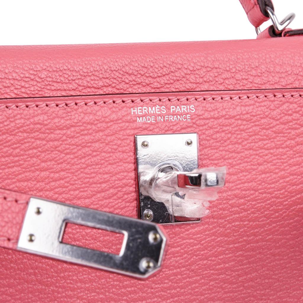 Hermes Kelly 20 Bag Mini Sellier Rose Lipstick Chevre Leather Palladium ...
