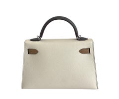 Hermes Kelly 20 Bag Nata Gris Meyer and Chai Tri Color Handbag