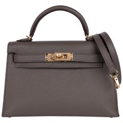 Hermes Kelly 20 Mini Sellier Bag Etain Epsom Leather Gold Hardware New –  Mightychic