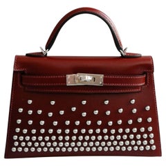 Hermès Kelly 20 Clouté Rouge H Palladium Hardware Stamp K