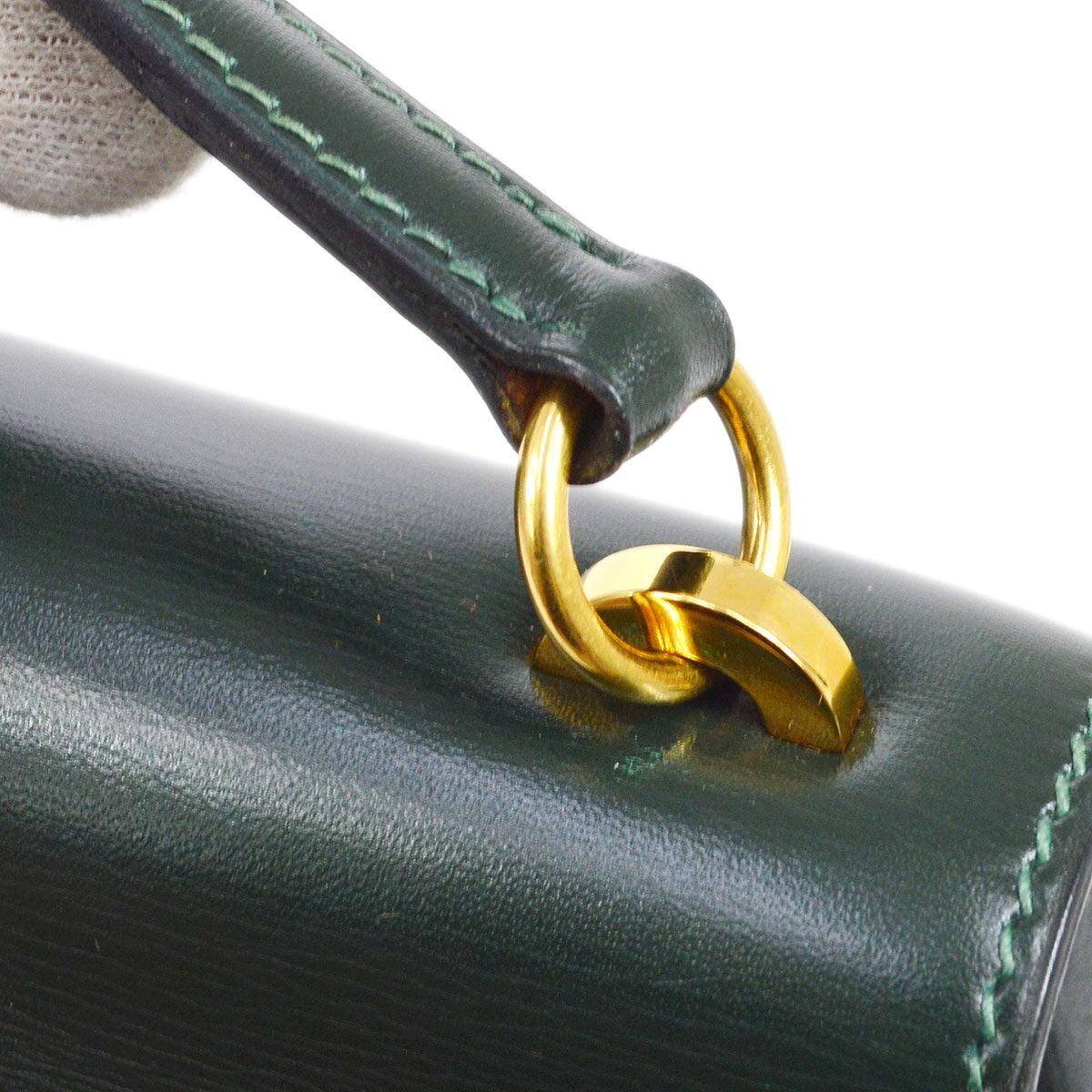 HERMES Kelly 20 Green Box Calfskin Leather Gold Hardware Small Mini Shoulder Bag In Good Condition In Chicago, IL