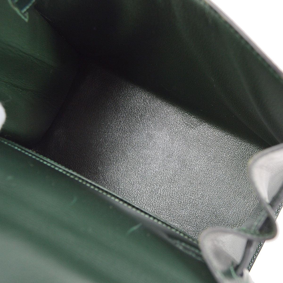HERMES Kelly 20 Green Box Calfskin Leather Gold Hardware Small Mini Shoulder Bag For Sale 1
