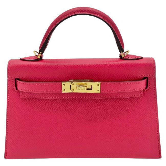 Hermes Kelly 20 Mini Epsom Rose Extreme Gold Hardware For Sale