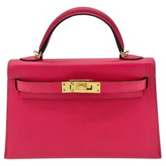 Hermes Kelly 20 Mini Epsom Rose Hardware oro estremo