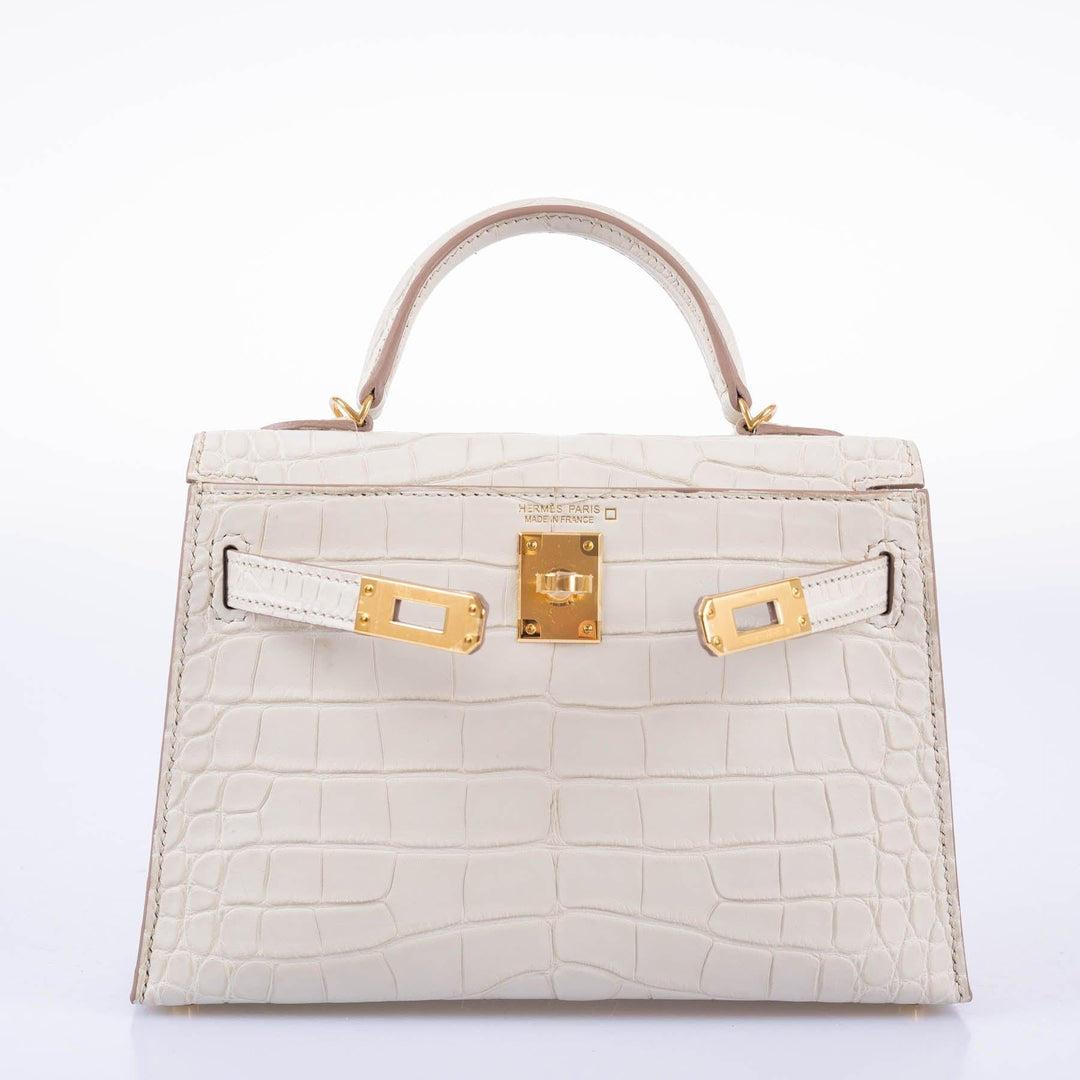 Hermès Kelly 20 Mini II Sellier Beton Matte Alligator Bag with Gold Hardware In New Condition For Sale In NYC Tri-State/Miami, NY