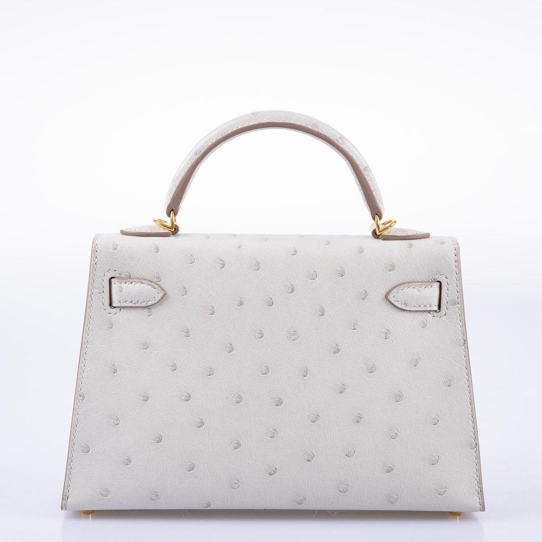 bolso hermes gris piel de avestruz