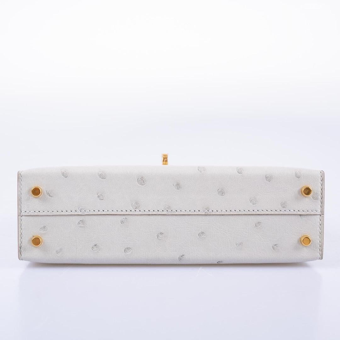 bolso hermes piel de avestruz gris