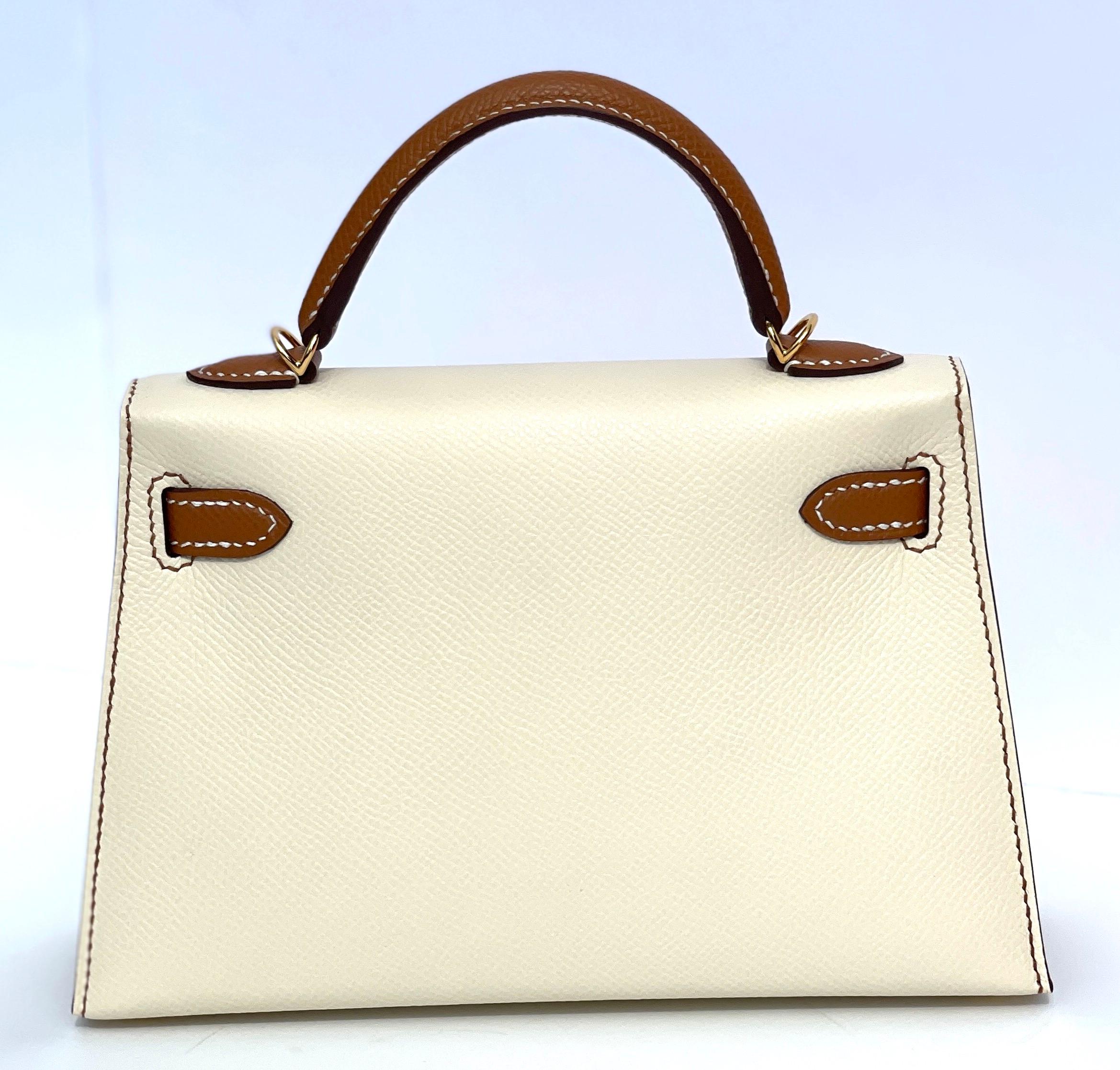 Hermes Kelly 20 Mini II Sellier NATA GOLD EPSOM Gold Hardware Z at 1stDibs