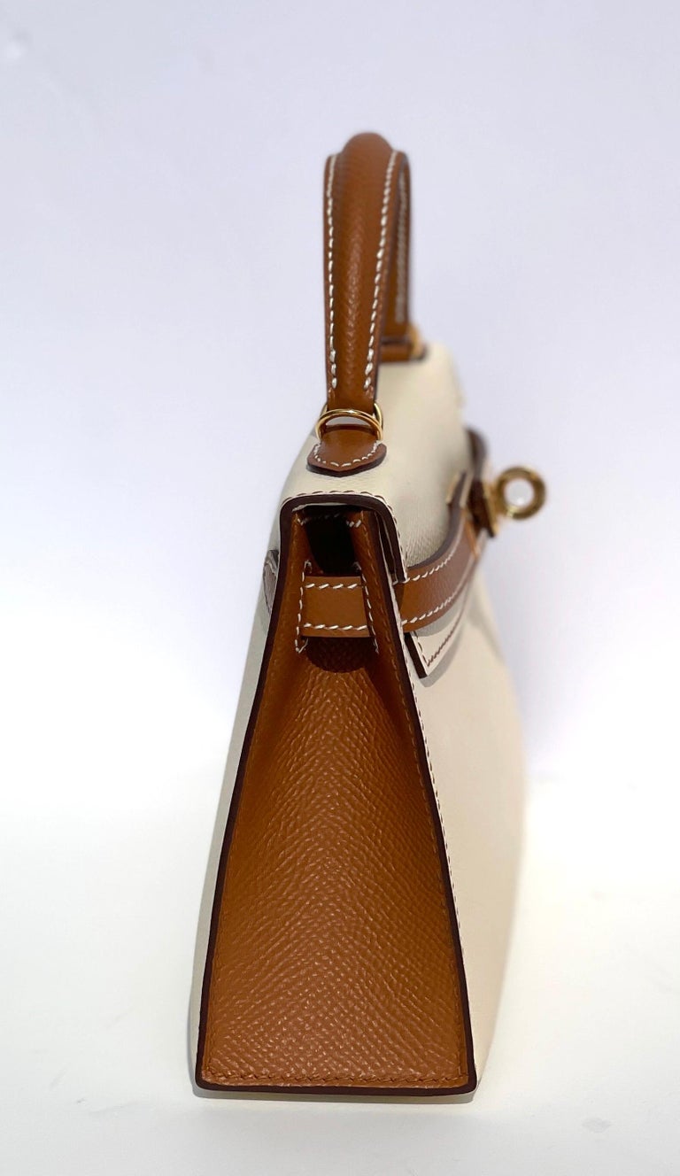 Hermes Mini Kelly 20 Sellier Nata Bag Epsom Gold