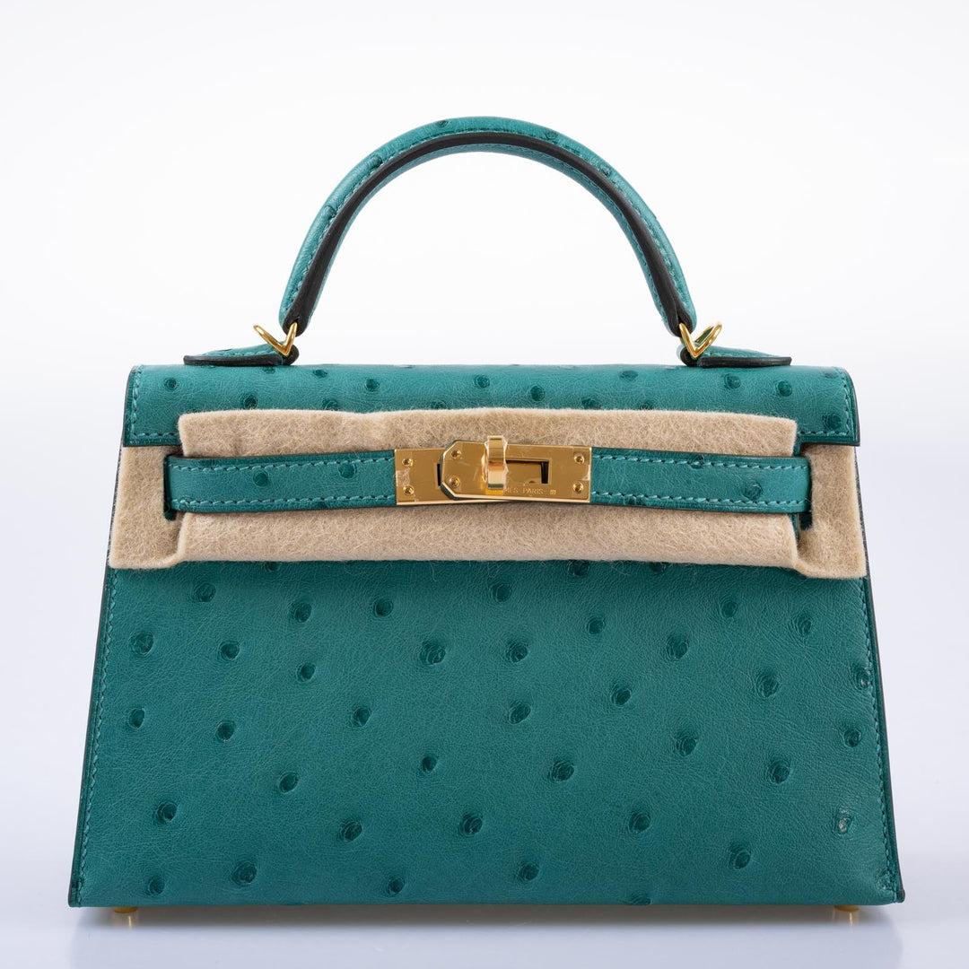 Mini Kelly-ostrich- Vert Vertigo/blue Iris #minikelly #hermes