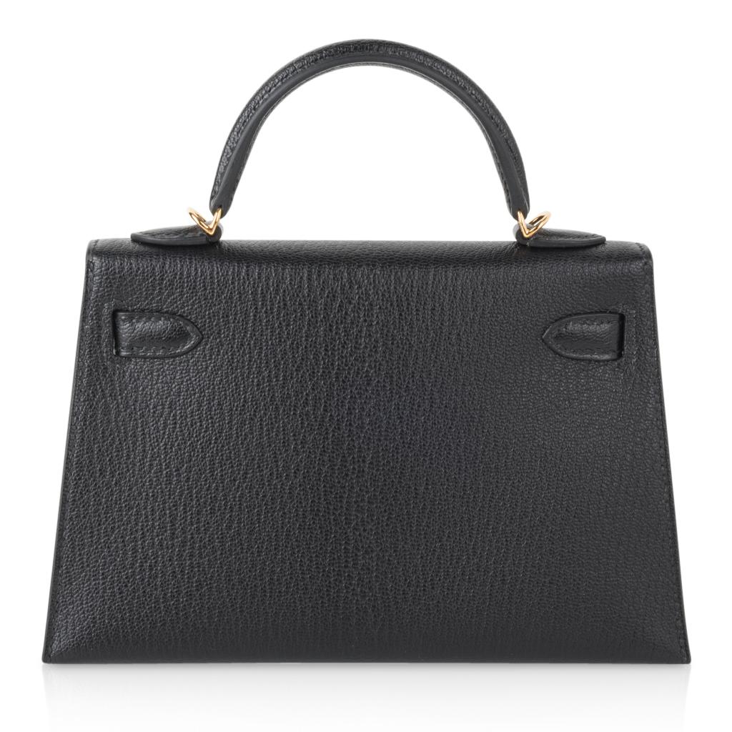 Hermes Kelly 20 Mini Kelly II Black Chevre Gold Hardware Limited Edition 1